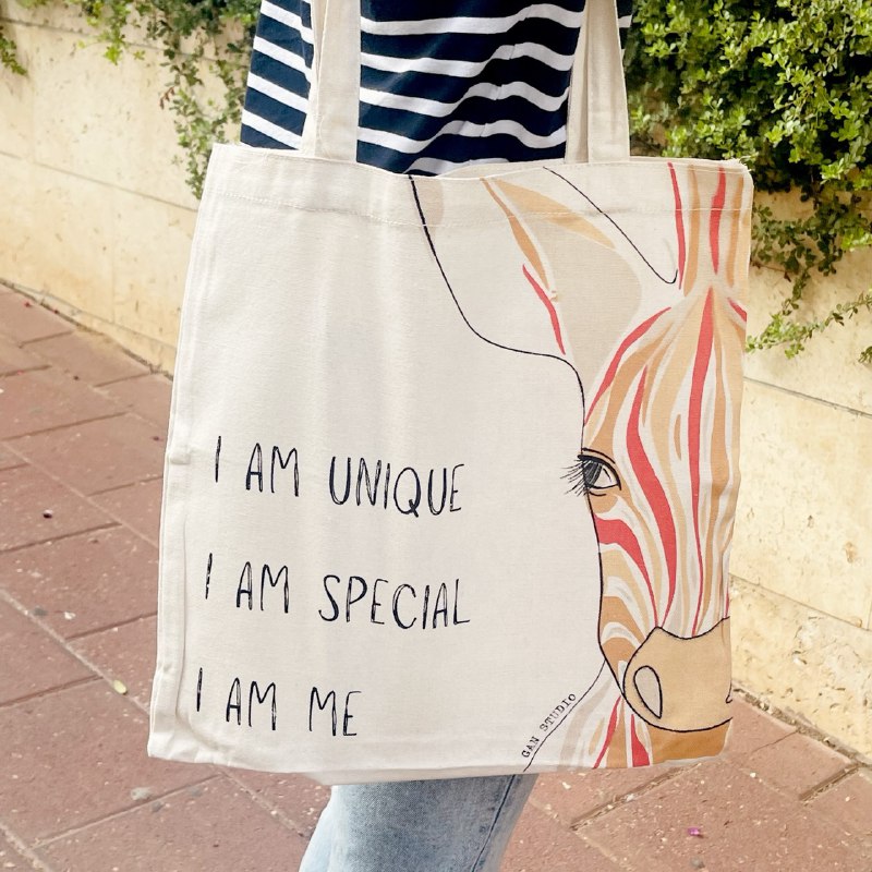 תיק כותנה אקולוגי בעיצוב זברה