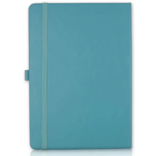 מחברת בעיצוב אישי תכלת דמוי עור