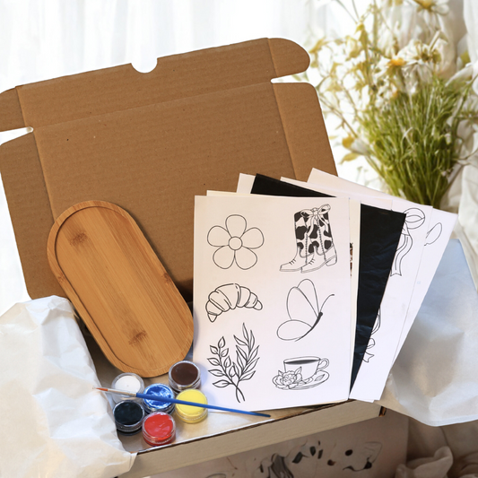 ערכת יצירה DIY - מגש אובלי מעוצב מבמבוק