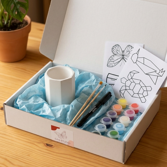 ערכת יצירה DIY: ציור על מעמד לעטים גיאומטרי בעבודת יד