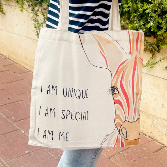 תיק כותנה אקולוגי בעיצוב זברה